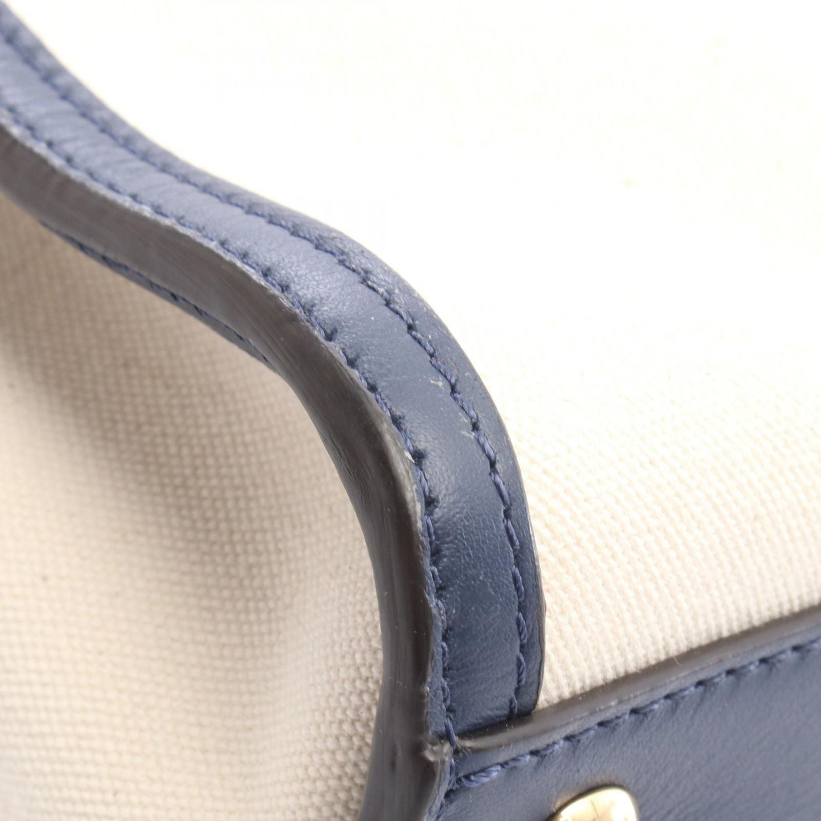Fendi Handbag Peekaboo Regular 2-Way Natural Navy Canvas Leather — view 8