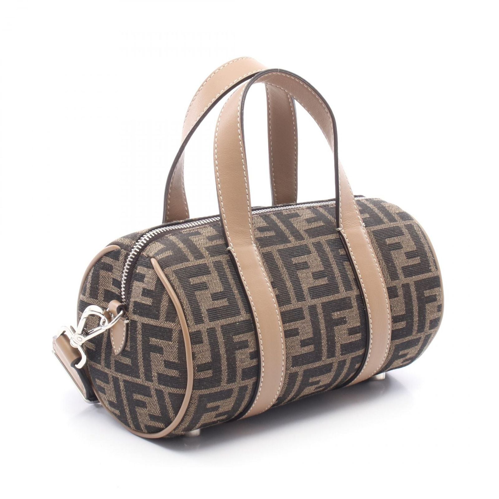 Fendi Zucca 2-Way Black Gray Canvas Leather Small Boston — view 2