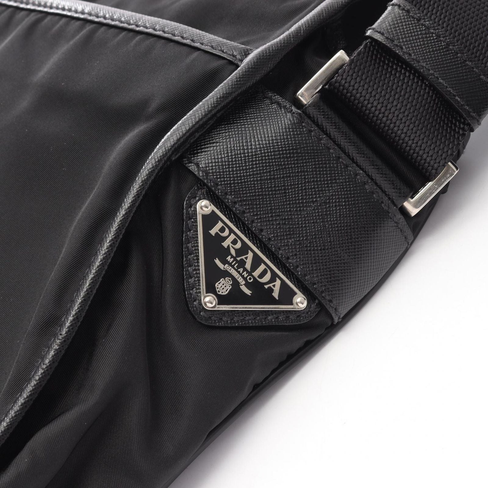 Prada Shoulder Bag Viaggio Black Nylon Saffiano Leather — view 5