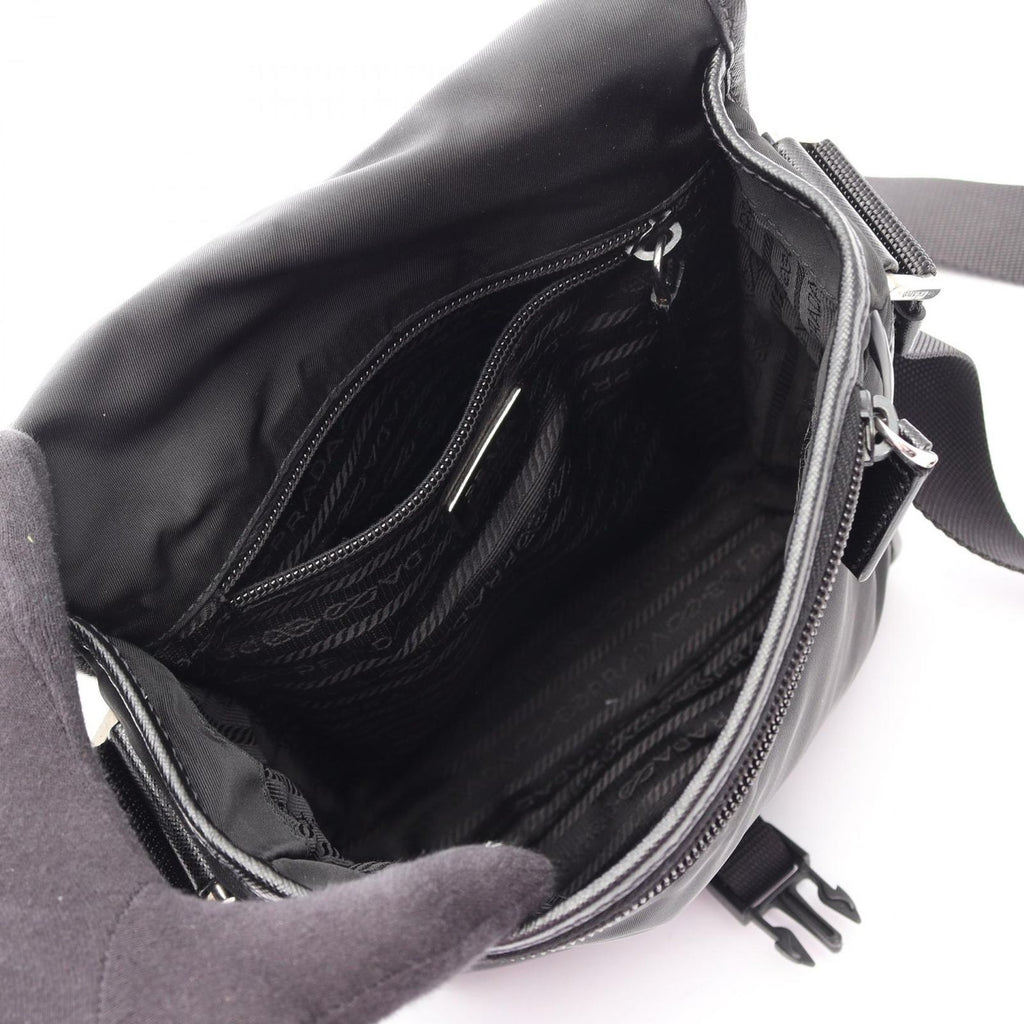 Prada Shoulder Bag Viaggio Black Nylon Saffiano Leather — view 3