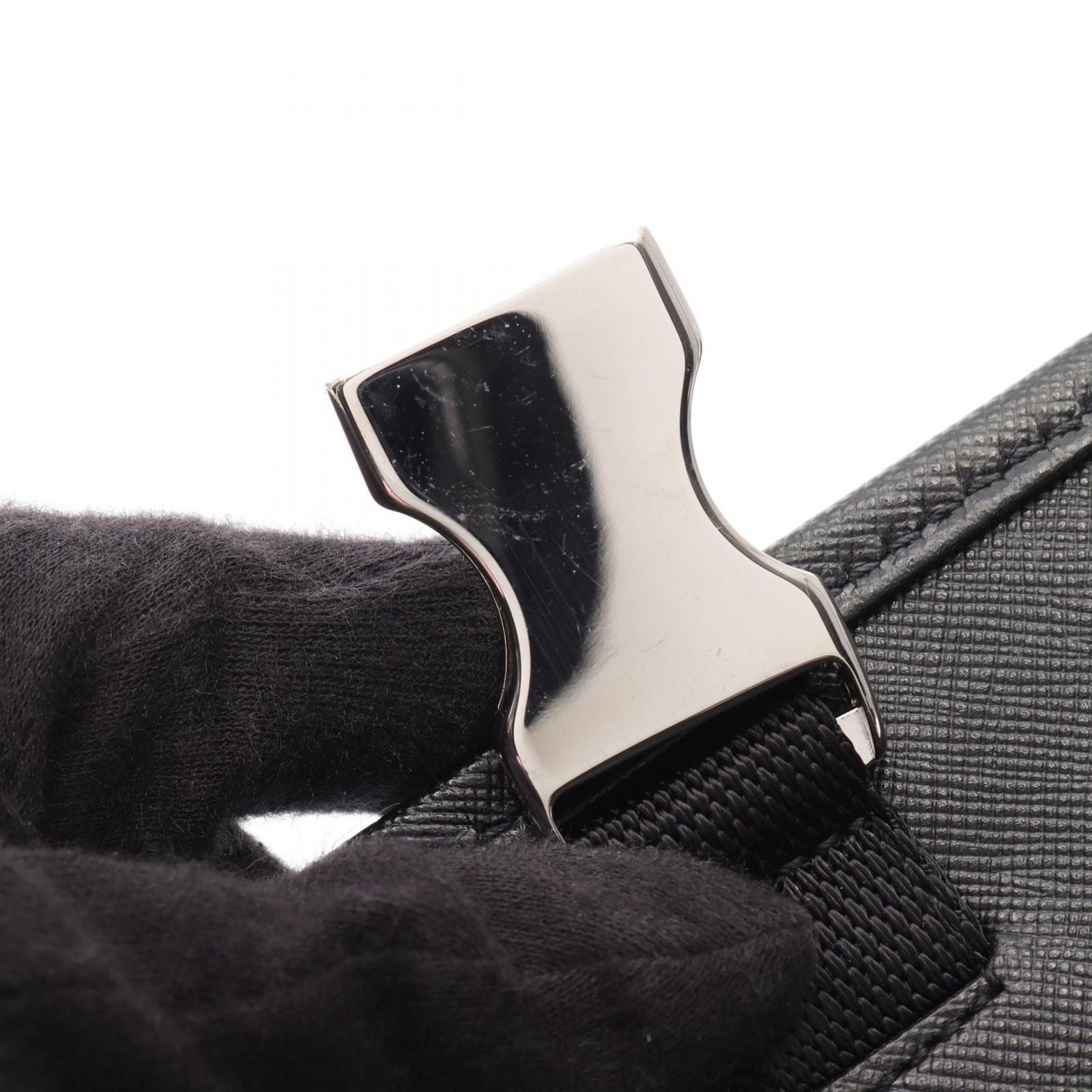 Prada Shoulder Bag Viaggio Black Nylon Saffiano Leather — view 6