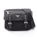 Prada Shoulder Bag Tessuto Black Nylon Leather Triangle Logo