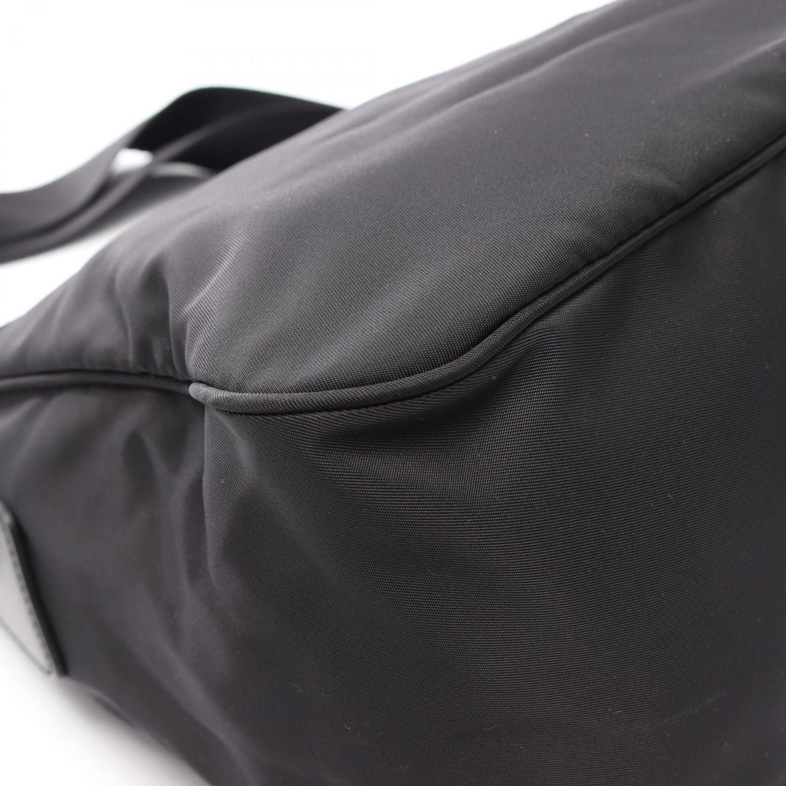 Prada Shoulder Bag Tessuto Black Nylon Leather Triangle Logo — view 8