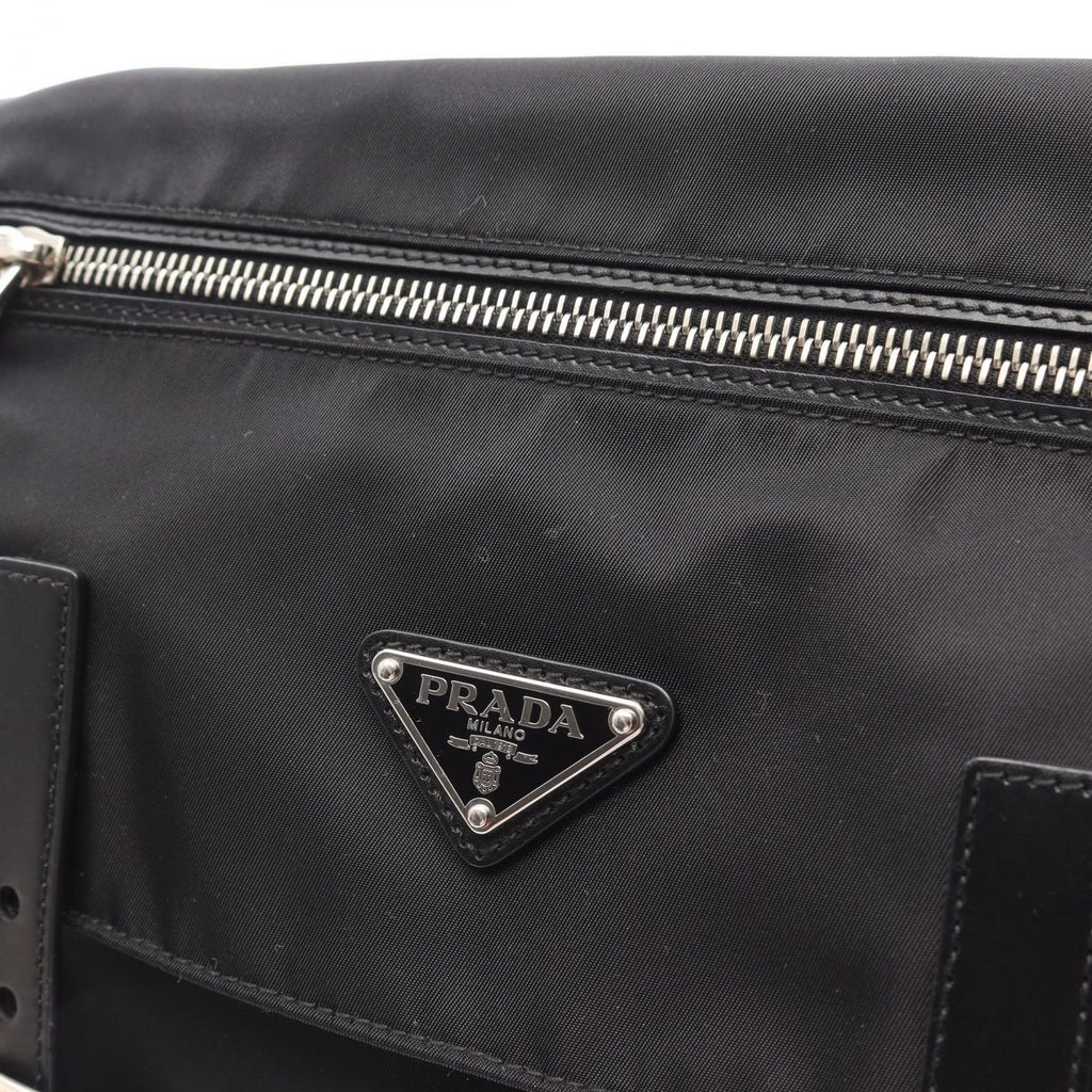 Prada Shoulder Bag Tessuto Black Nylon Leather Triangle Logo — view 7