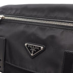 Prada Shoulder Bag Tessuto Black Nylon Leather Triangle Logo — view 7