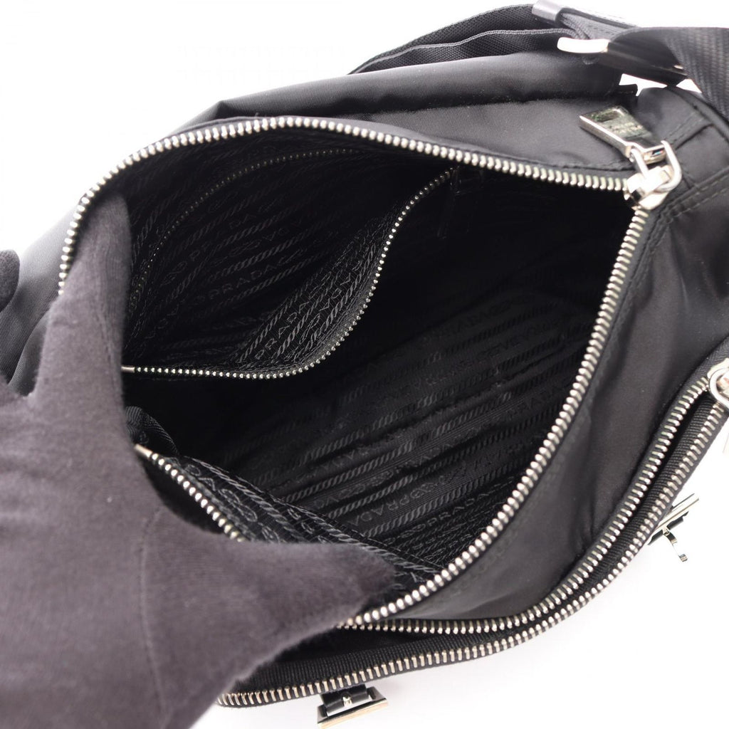 Prada Shoulder Bag Tessuto Black Nylon Leather Triangle Logo — view 3