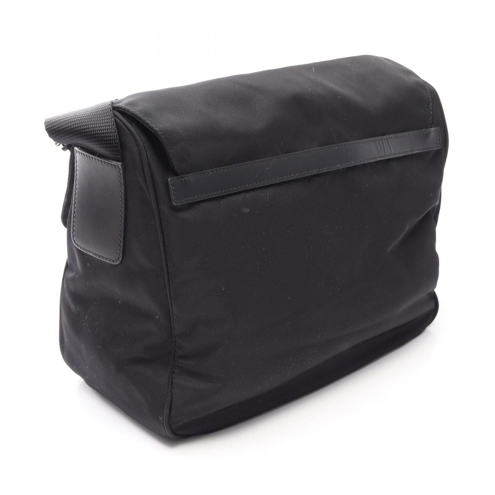 Prada Shoulder Bag Tessuto Black Nylon Leather Triangle Logo — view 2