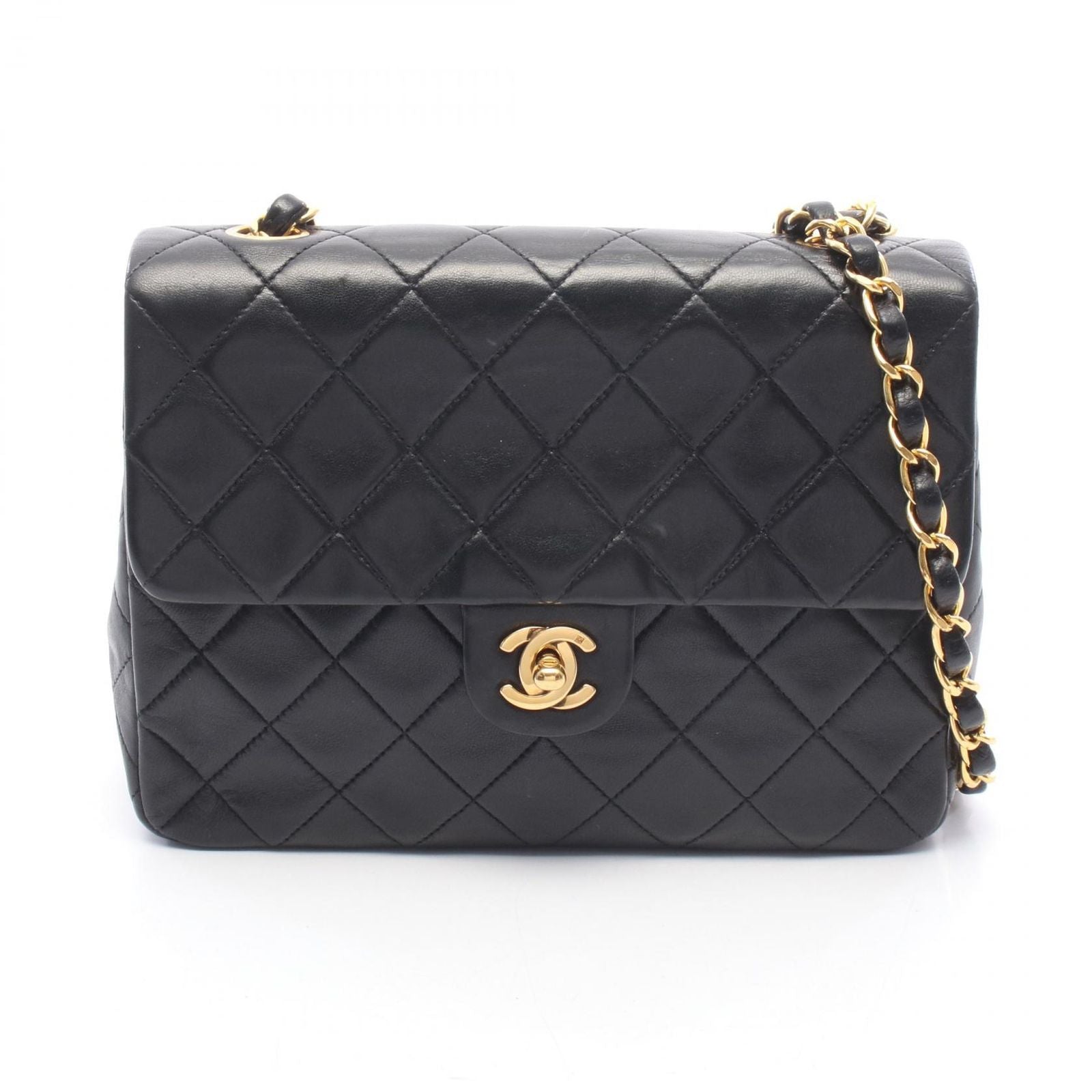 Chanel Shoulder Bag Mini Quilted 20 Black Lambskin Chain