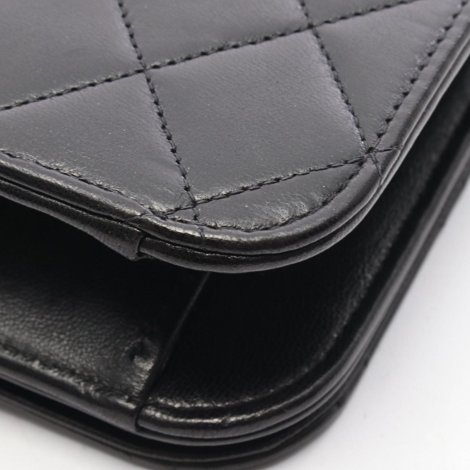 Chanel Shoulder Bag Quilted Full Flap Black Lambskin Chain — view 7