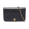 Chanel Shoulder Bag Quilted Full Flap Black Lambskin Chain