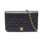 Chanel Shoulder Bag Quilted Full Flap Black Lambskin Chain