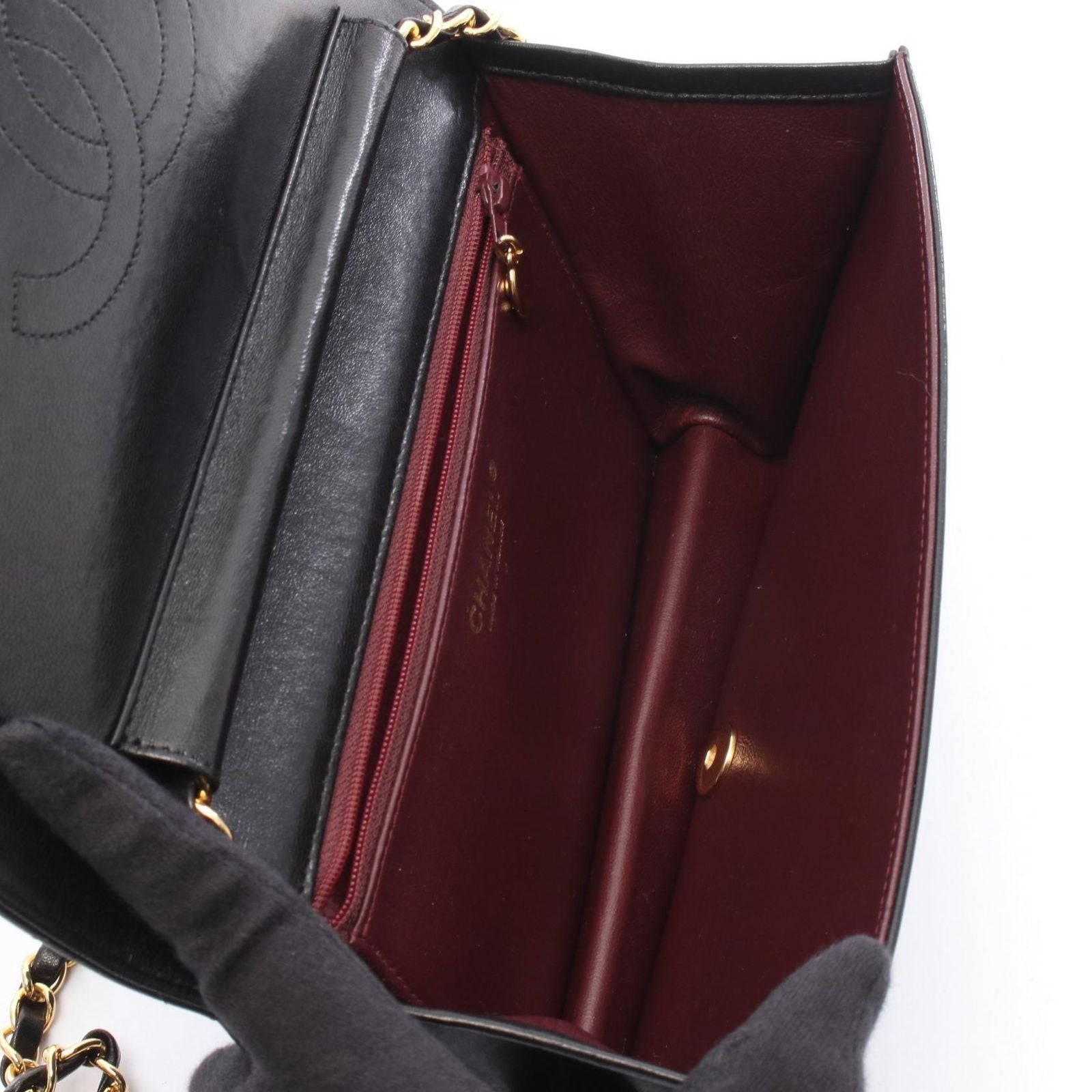 Chanel Shoulder Bag Quilted Full Flap Black Lambskin Chain — view 3