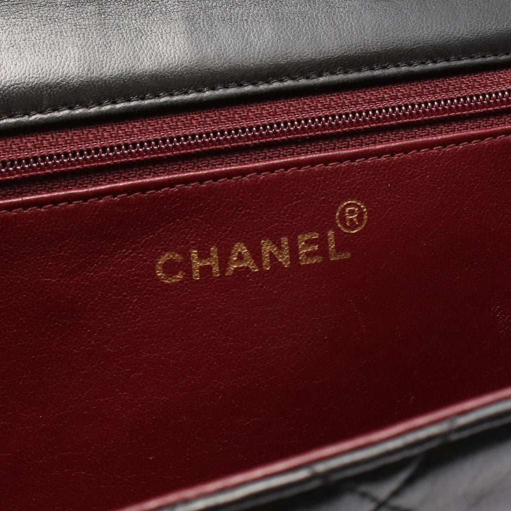 Chanel Shoulder Bag Quilted Push Lock Black Lambskin Chain — view 4
