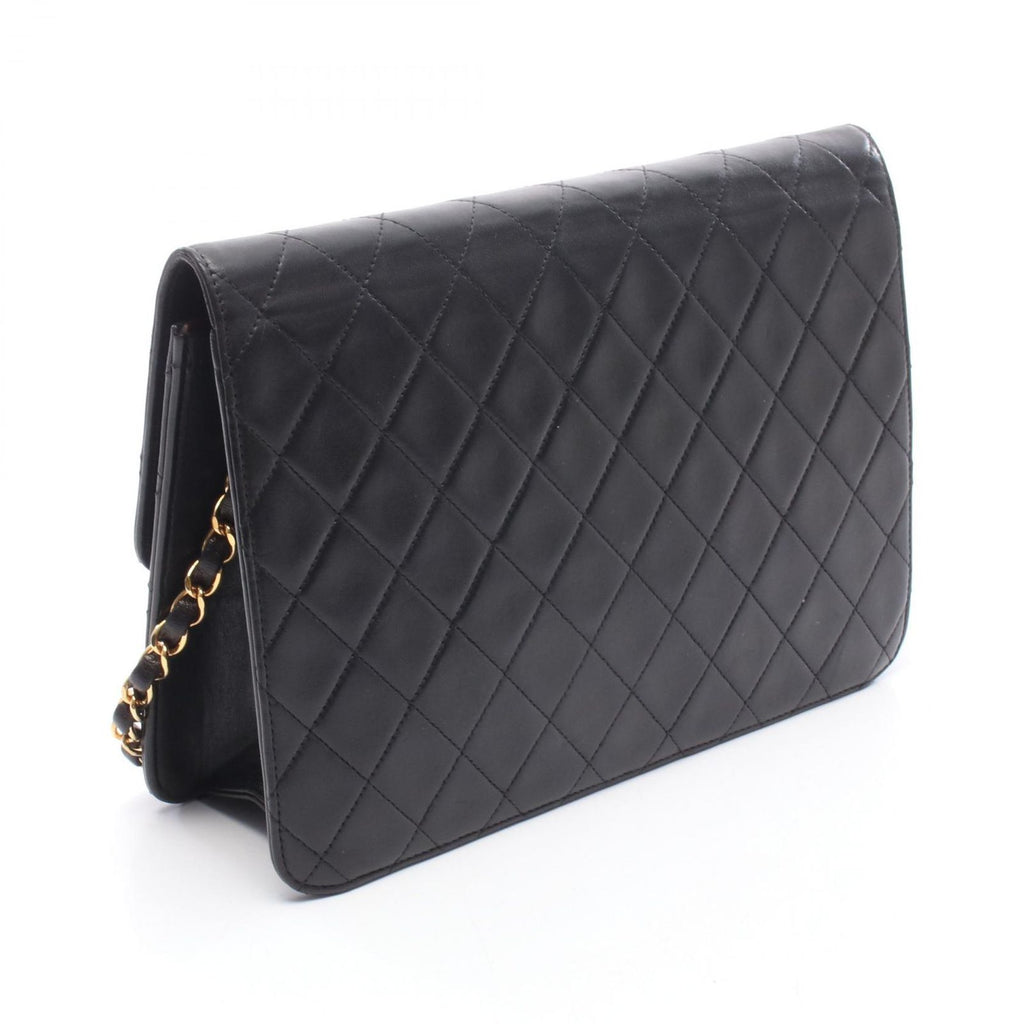 Chanel Shoulder Bag Quilted Push Lock Black Lambskin Chain — view 2