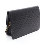 Chanel Shoulder Bag Quilted Push Lock Black Lambskin Chain — view 2