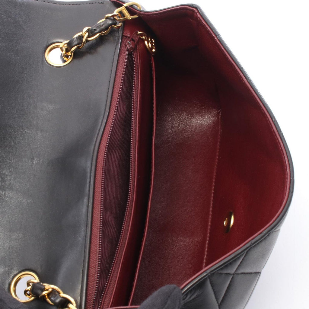 Chanel Shoulder Bag Quilted Diana Flap Black Lambskin Chain — view 3