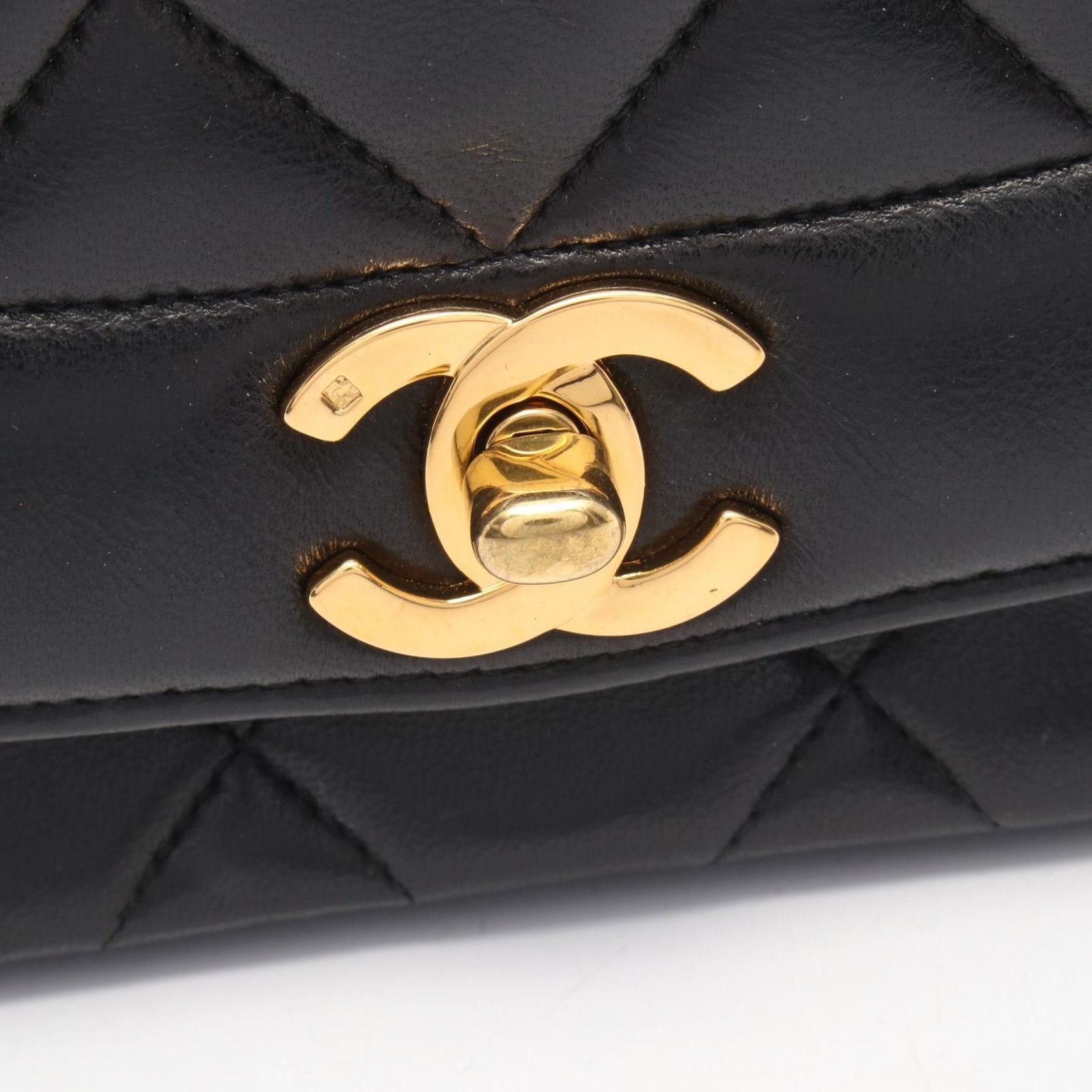 Chanel Shoulder Bag Quilted Diana Flap Black Lambskin Chain — view 7