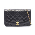 Chanel Shoulder Bag Quilted Diana Flap Black Lambskin Chain