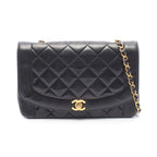 Chanel Shoulder Bag Quilted Diana Flap Black Lambskin Chain