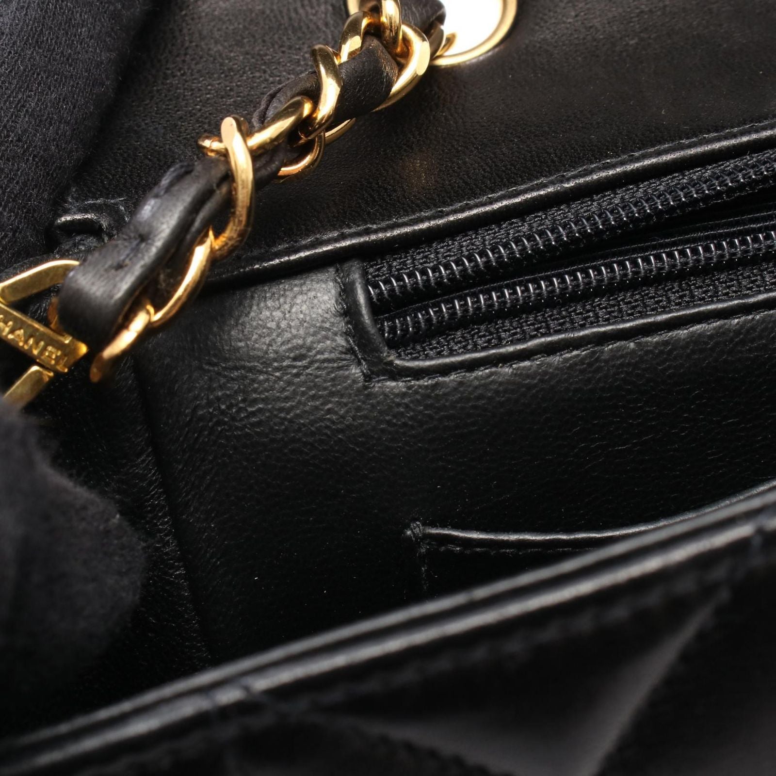 Chanel Shoulder Bag Quilted Diana Flap Black Lambskin Chain — view 6
