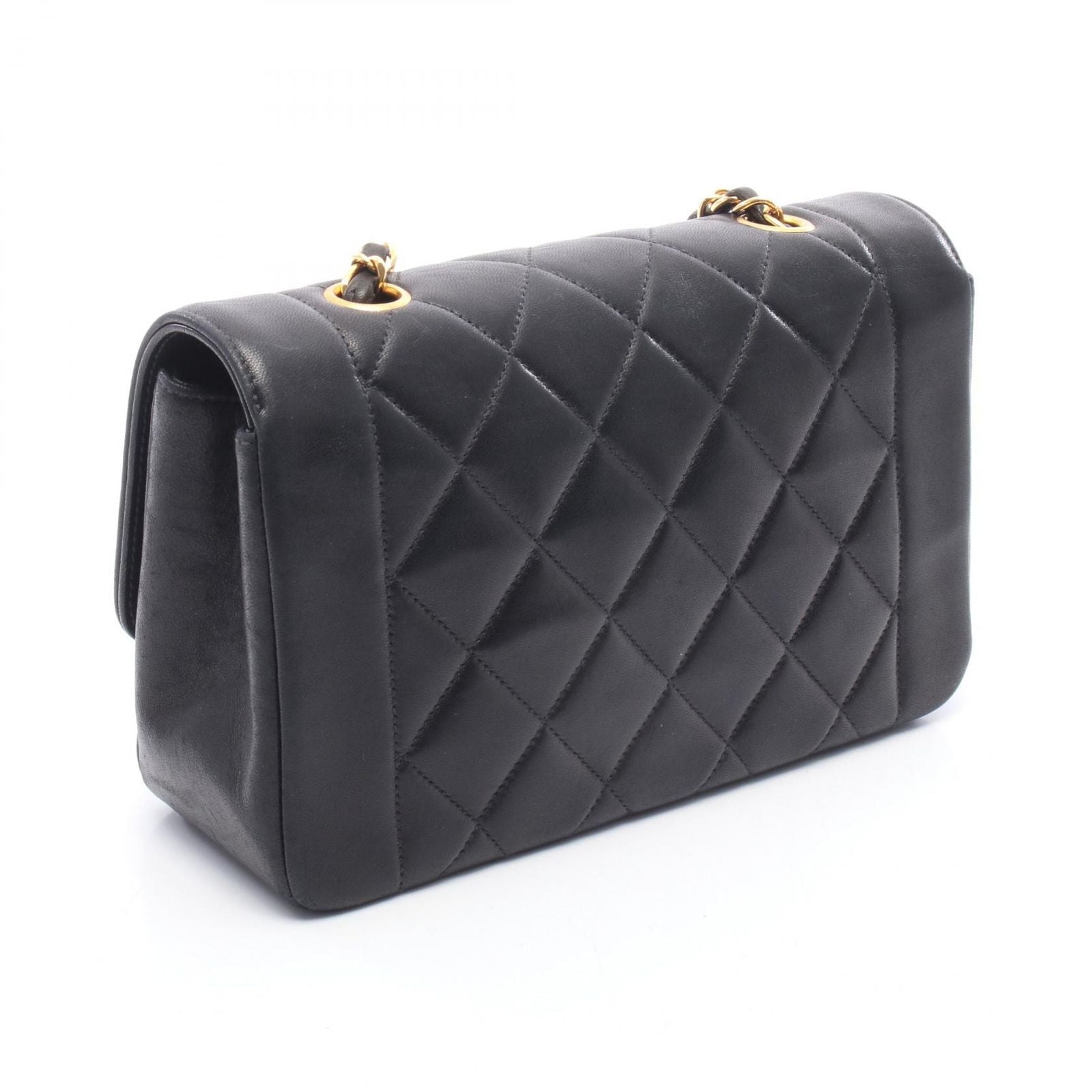 Chanel Shoulder Bag Quilted Diana Flap Black Lambskin Chain — view 2