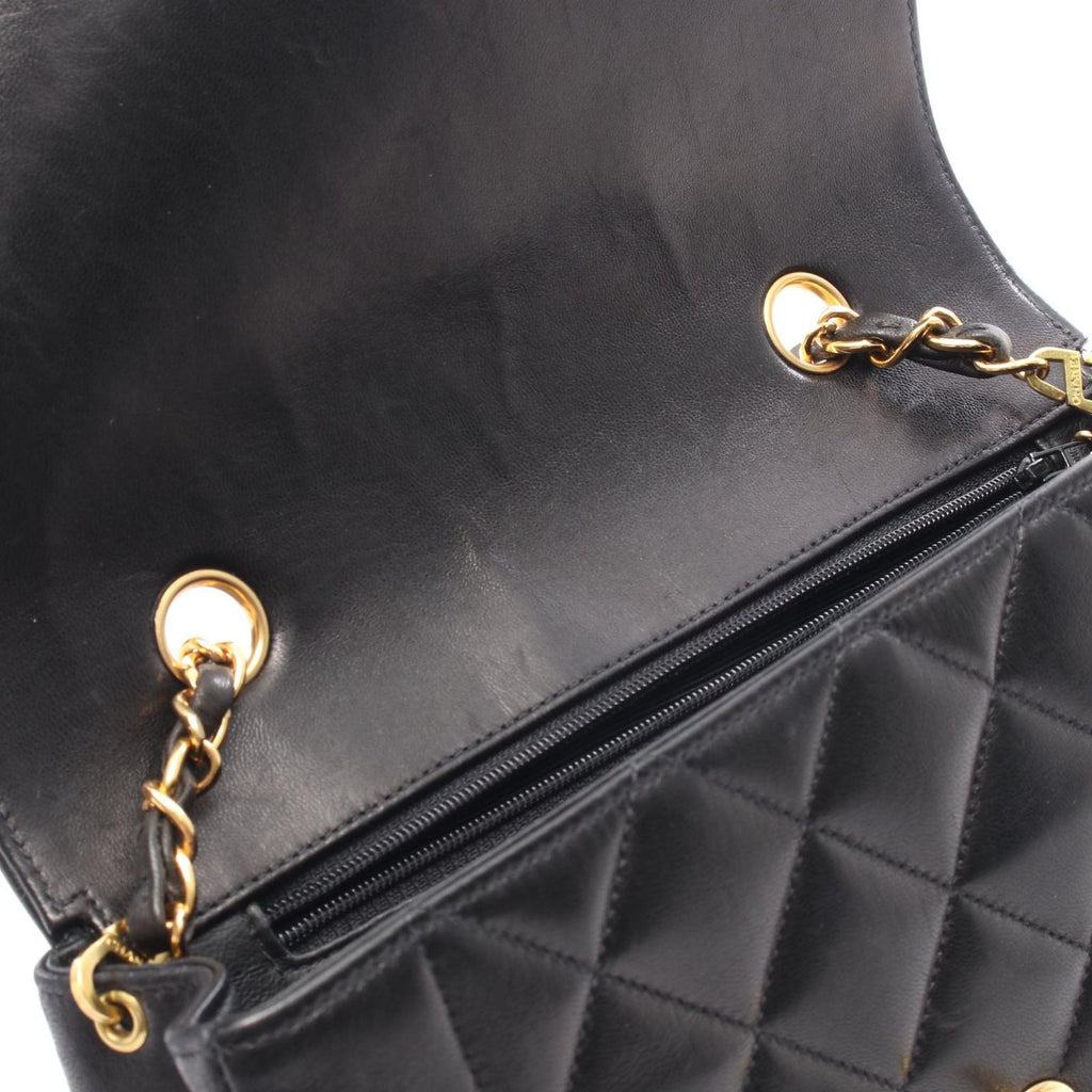 Chanel Shoulder Bag Quilted Diana Flap Black Lambskin Chain — view 7