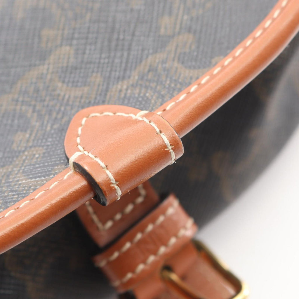 Celine Shoulder Bag Folco Triomphe Dark Brown Canvas Leather — view 9