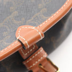Celine Shoulder Bag Folco Triomphe Dark Brown Canvas Leather — view 9