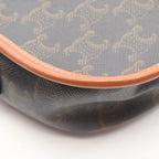 Celine Shoulder Bag Folco Triomphe Dark Brown Canvas Leather — view 7