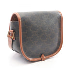 Celine Shoulder Bag Folco Triomphe Dark Brown Canvas Leather — view 2