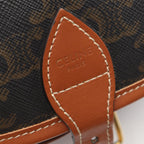 Celine Shoulder Bag Folco Triomphe Dark Brown Canvas Leather — view 4