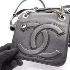 Chanel Backpack CC Logo Chain Black Lambskin CC Small — view 8