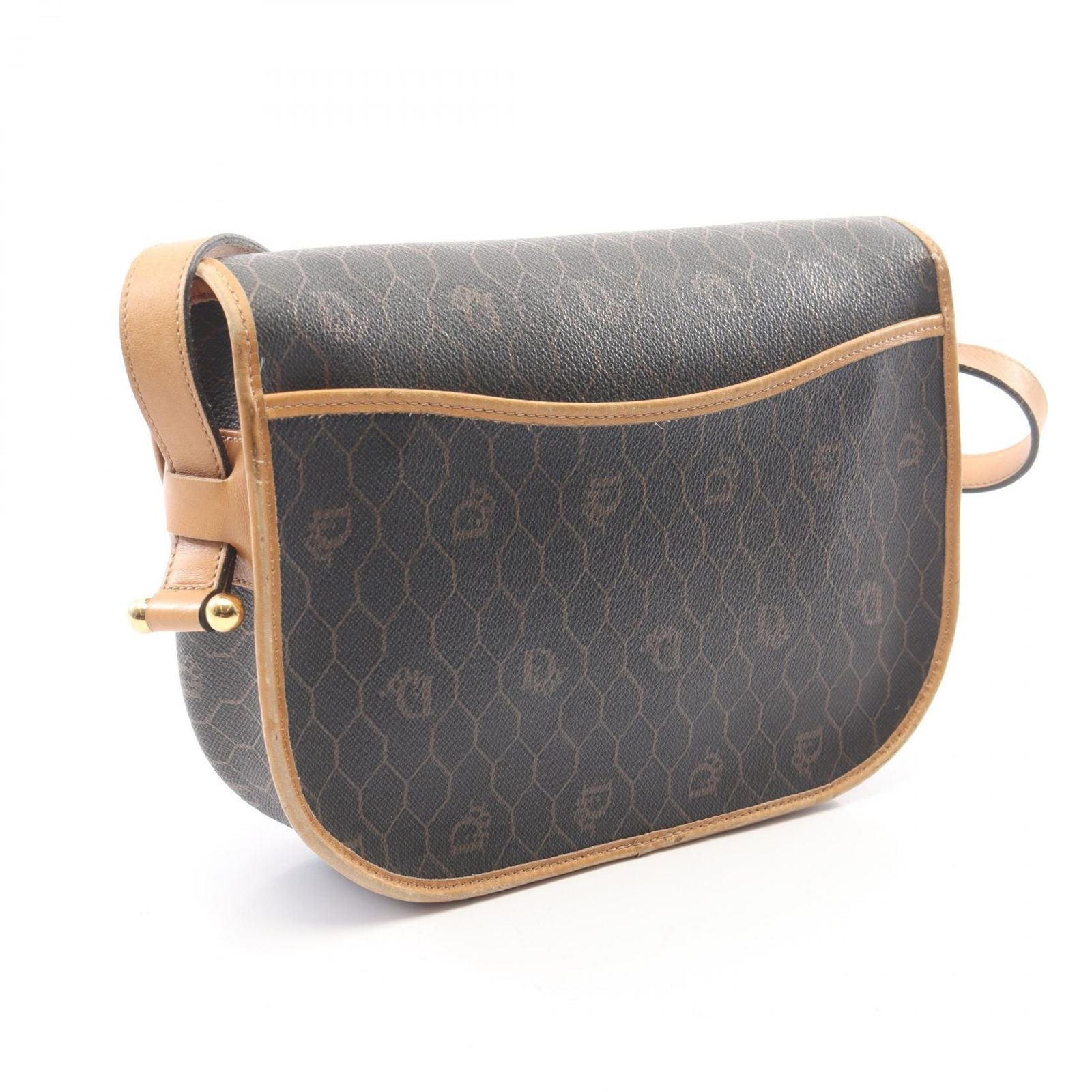 Dior Shoulder Bag Honeycomb Bag Dark Brown Canvas Leather — view 2