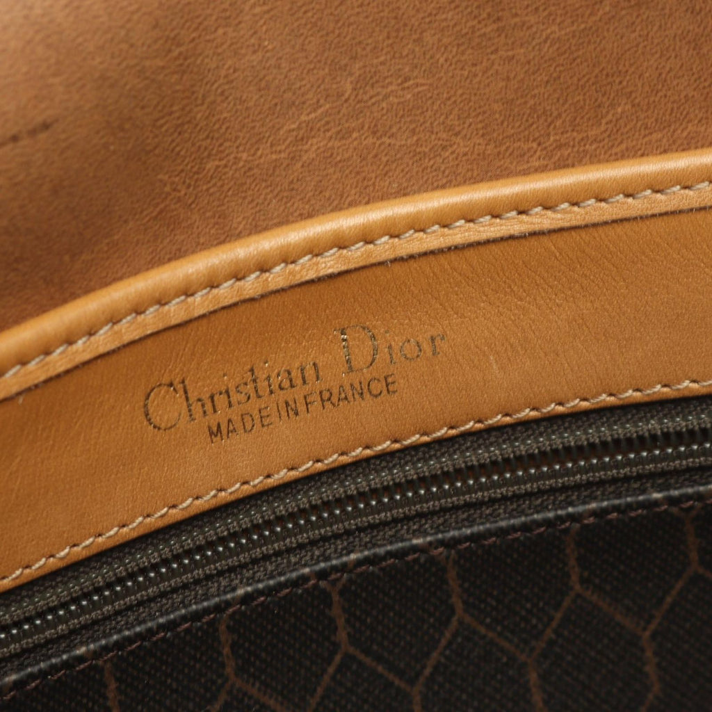 Dior Shoulder Bag Honeycomb Bag Dark Brown Canvas Leather — view 4