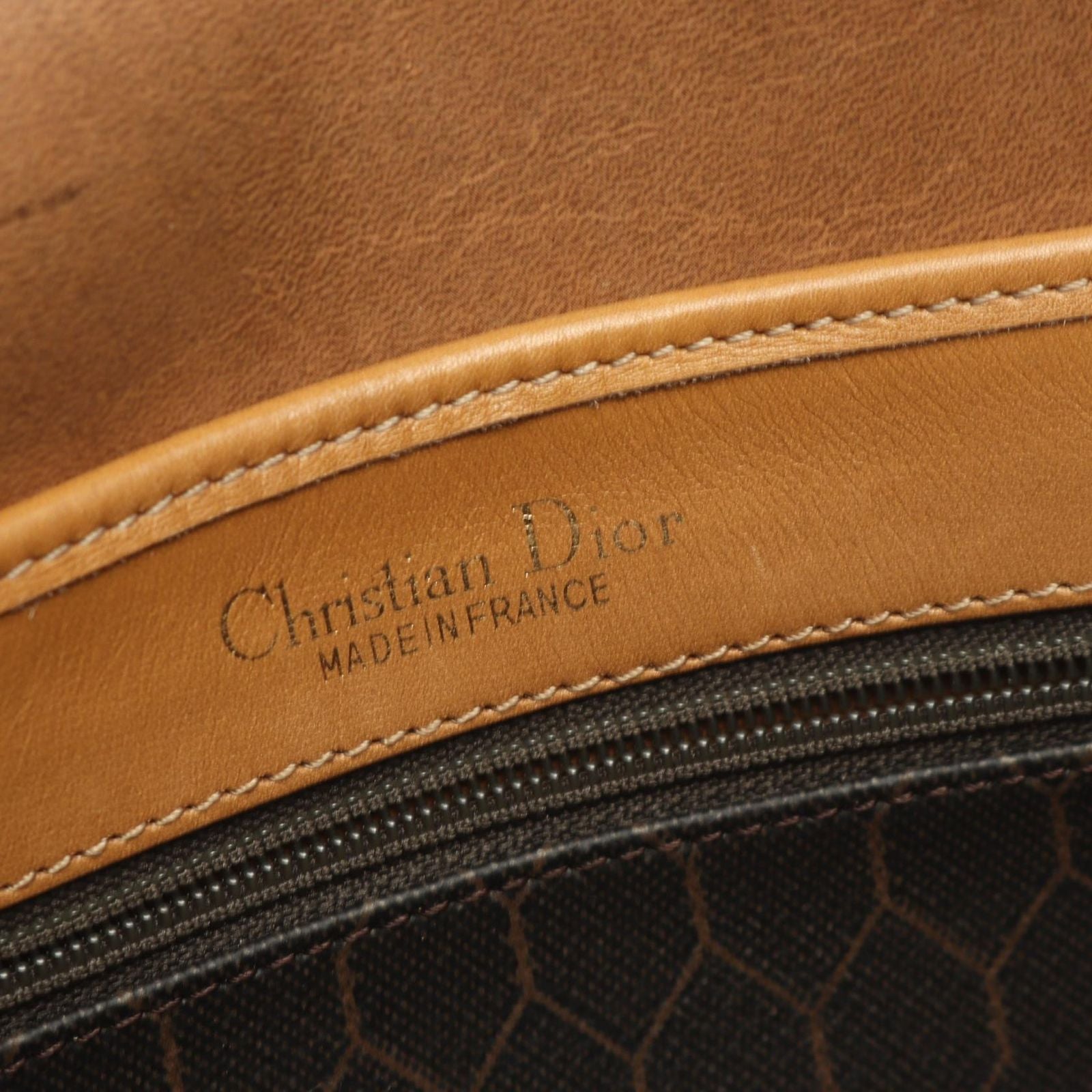 Dior Shoulder Bag Honeycomb Bag Dark Brown Canvas Leather — view 4