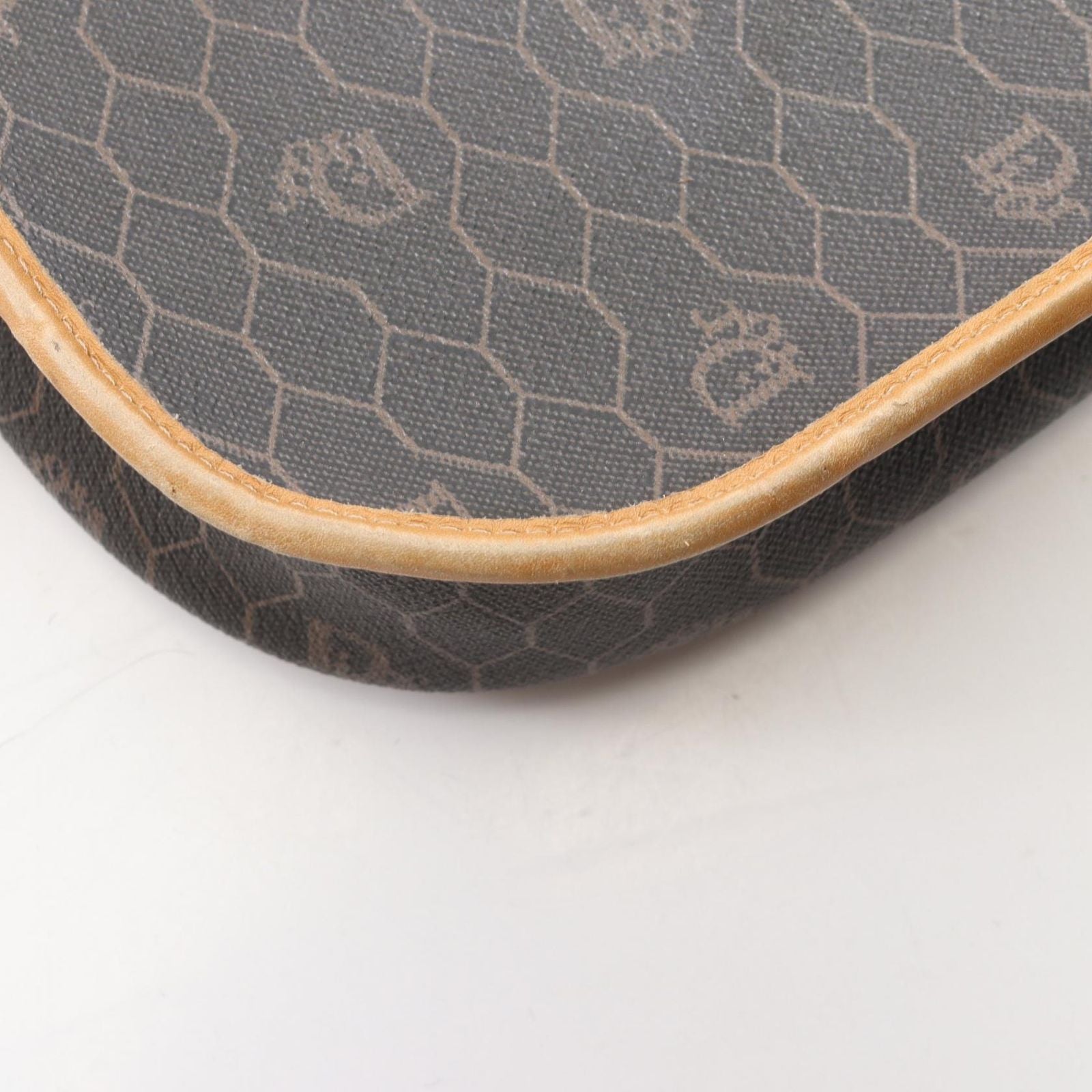 Dior Shoulder Bag Honeycomb Bag Dark Brown Canvas Leather — view 9