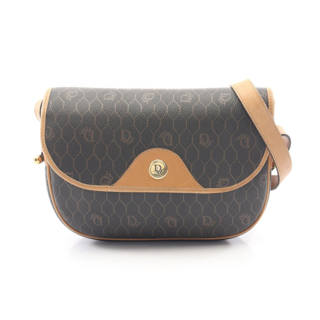 Dior Shoulder Bag Honeycomb Bag Dark Brown Canvas Leather