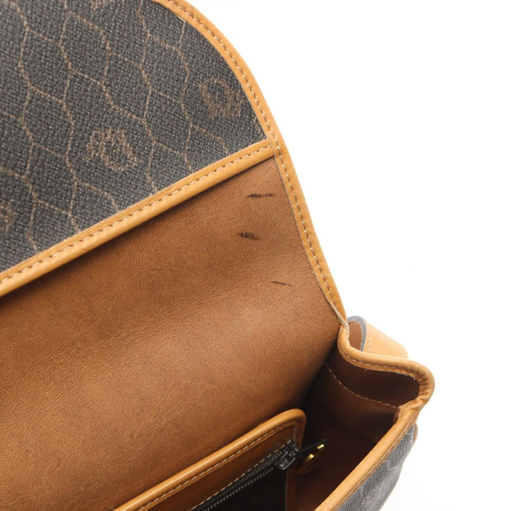 Dior Shoulder Bag Honeycomb Bag Dark Brown Canvas Leather — view 5