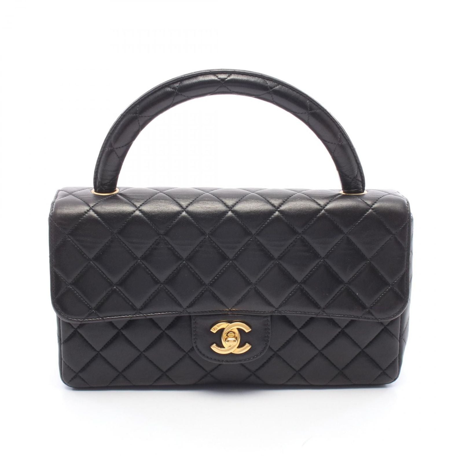 Chanel Handbag Quilted Parent Child Bag Black Lambskin