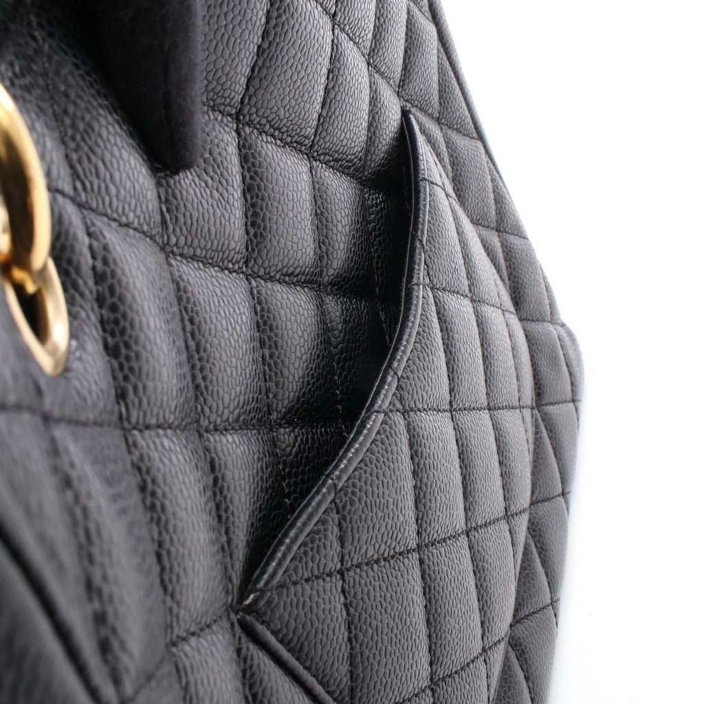 Chanel Tote Quilted Petite Shopping PST Black Caviar Leather Chain — view 6