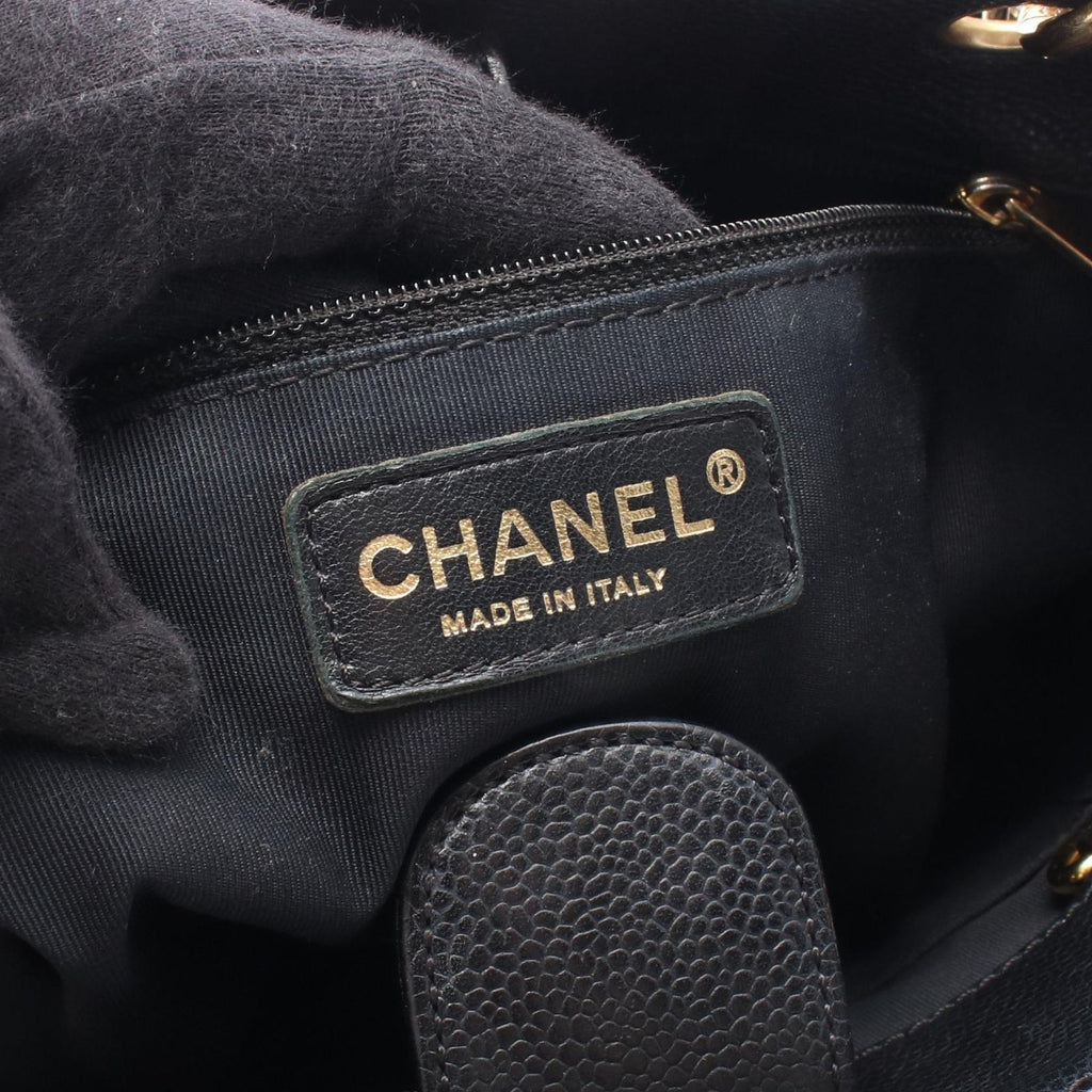 Chanel Tote Quilted Petite Shopping PST Black Caviar Leather Chain — view 4