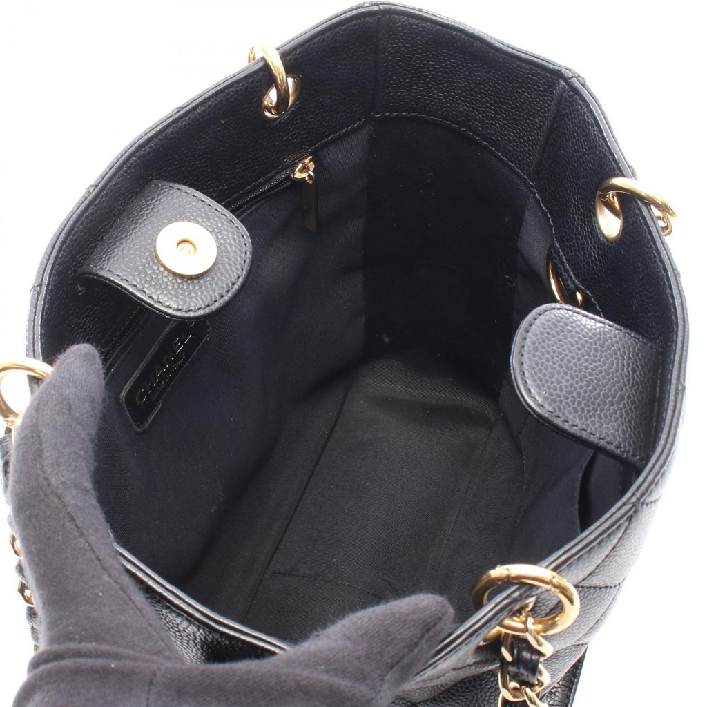 Chanel Tote Quilted Petite Shopping PST Black Caviar Leather Chain — view 3
