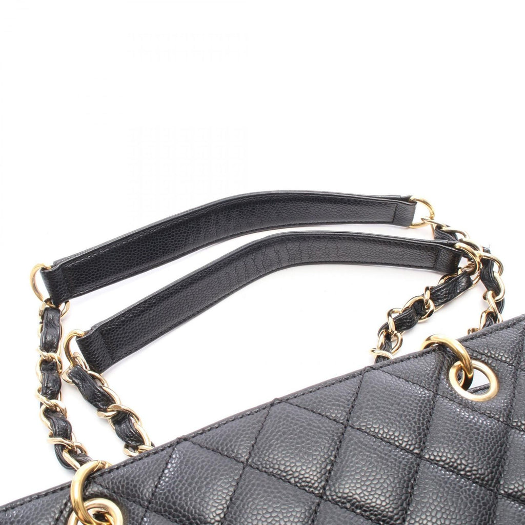 Chanel Tote Quilted Petite Shopping PST Black Caviar Leather Chain — view 8