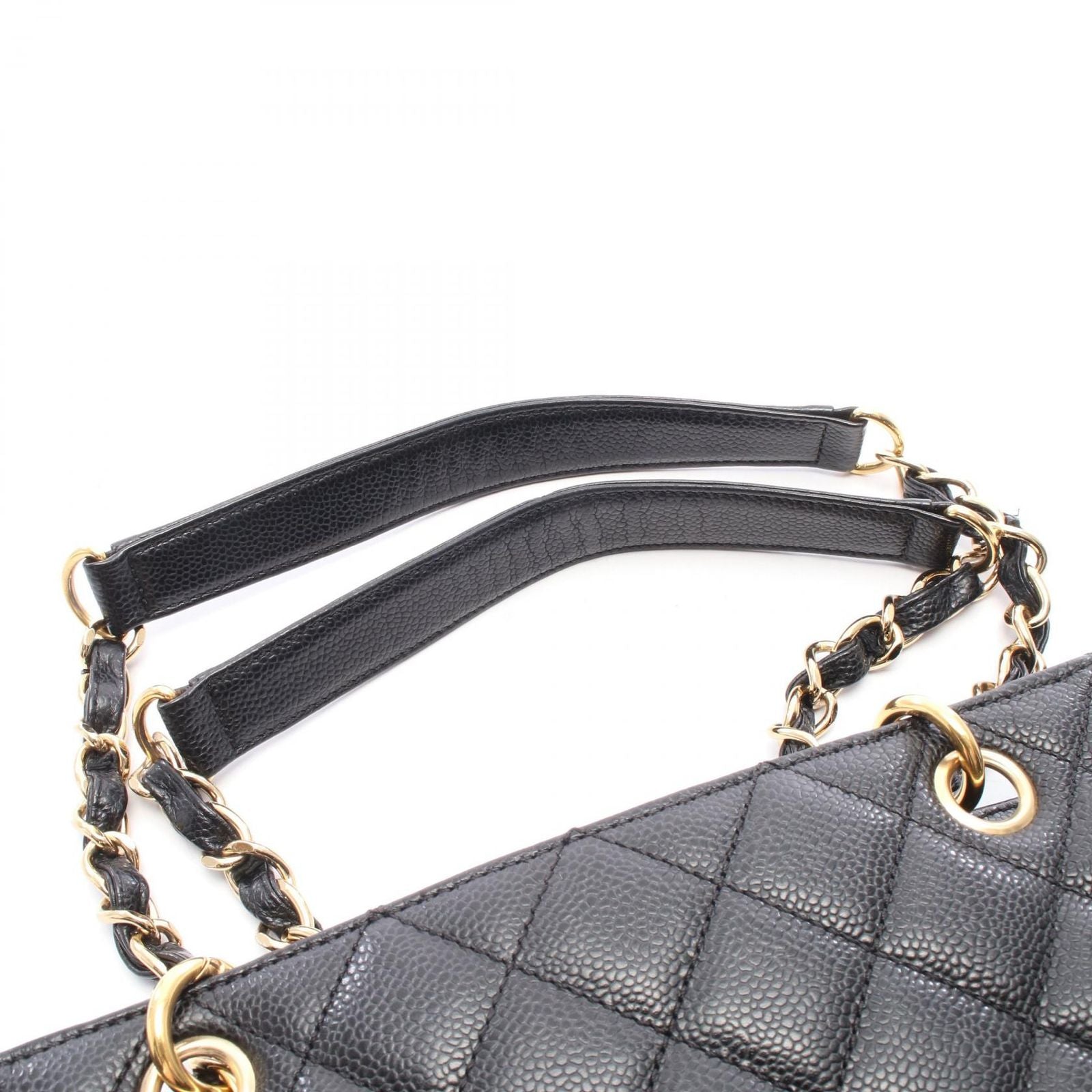 Chanel Tote Quilted Petite Shopping PST Black Caviar Leather Chain — view 8