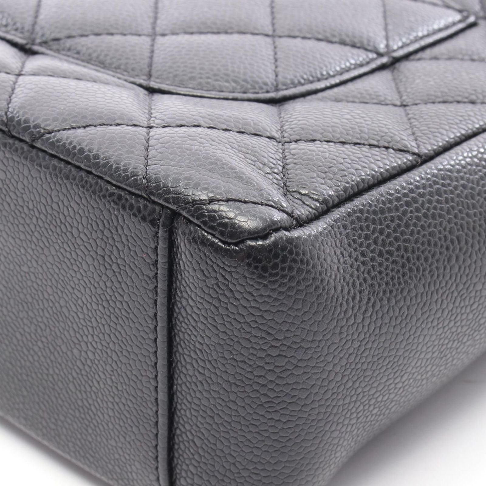 Chanel Tote Quilted Petite Shopping PST Black Caviar Leather Chain — view 7