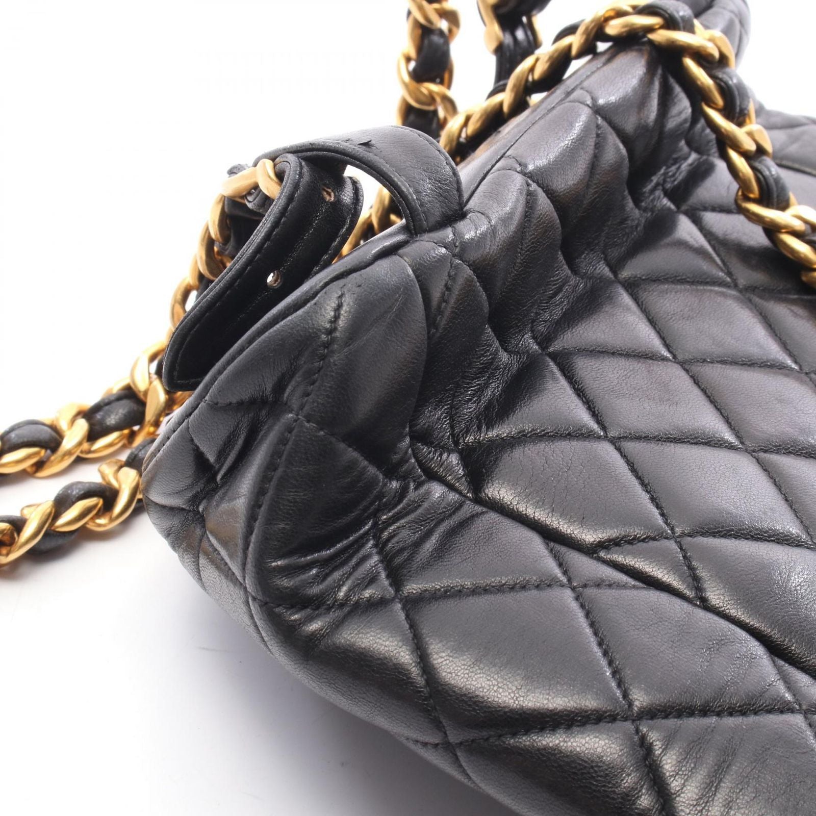 Chanel Backpack Quilted Turnlock Chain Black Lambskin Double — view 7