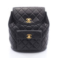 Chanel Backpack Quilted Turnlock Chain Black Lambskin Double