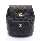 Chanel Backpack Quilted Turnlock Chain Black Lambskin Double