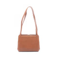 Chanel Shoulder Bag CC Logo Kiss Lock Brown Caviar Leather CC
