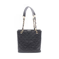 Chanel Tote Quilted Petite Shopping PST Black Caviar Leather Chain